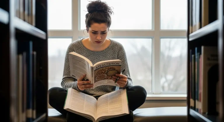 A girl prepairg her for ATI nutrition proctored exam